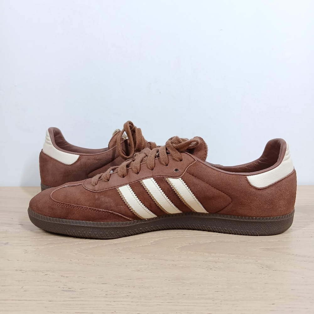 Adidas Originals Samba Classic Brown Leather Retro Low Top Sneakers 946 - Picture 3 of 10